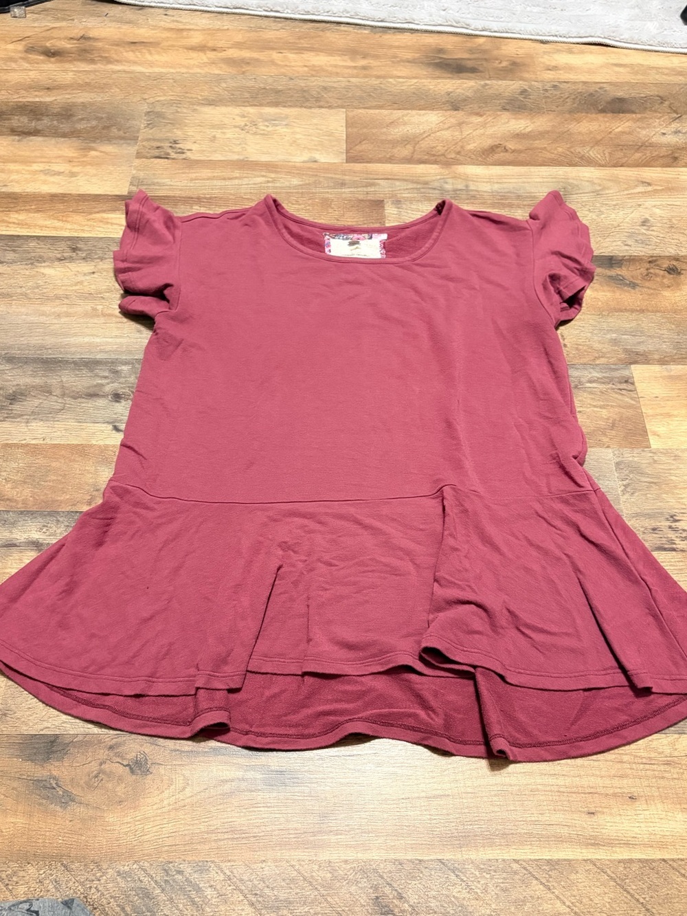 Cupio Mauve Peplum Top XL | Flutter Sleeve Babydoll Flowy Blouse